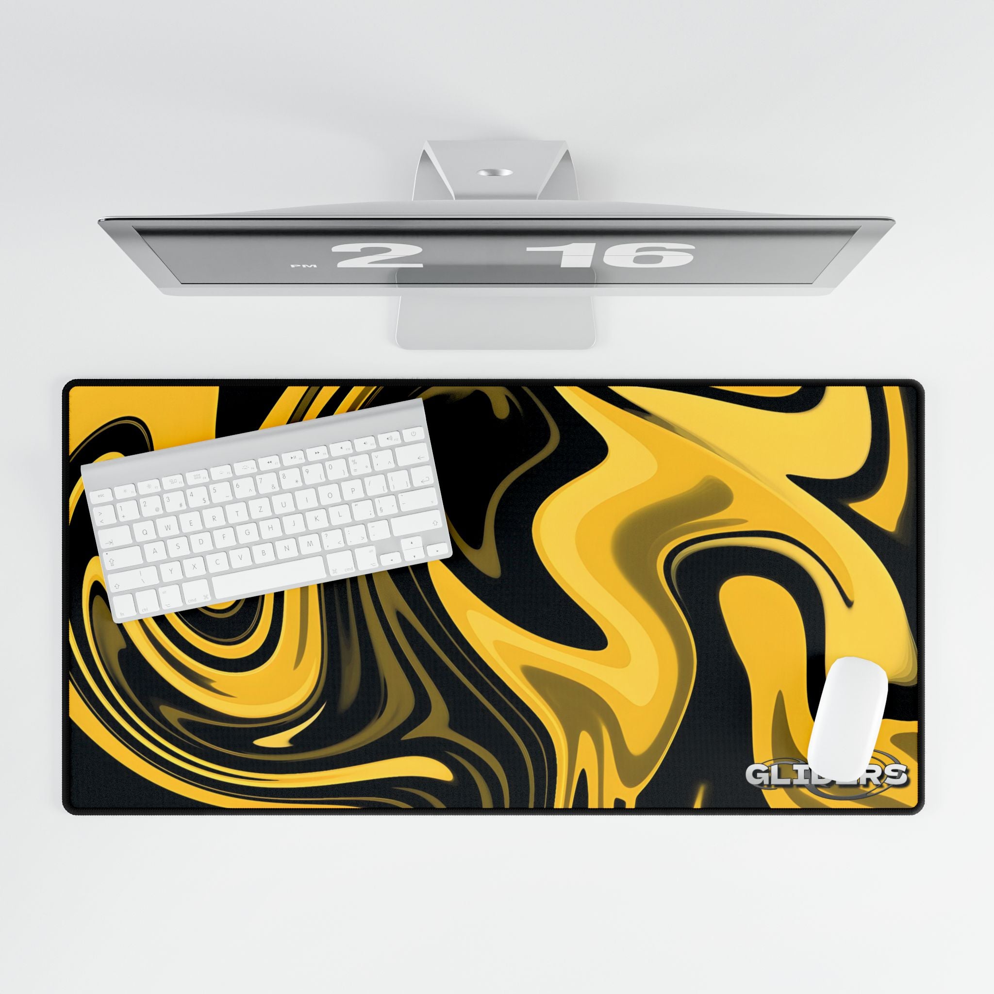 Yellow X Black Swirl Mousepad