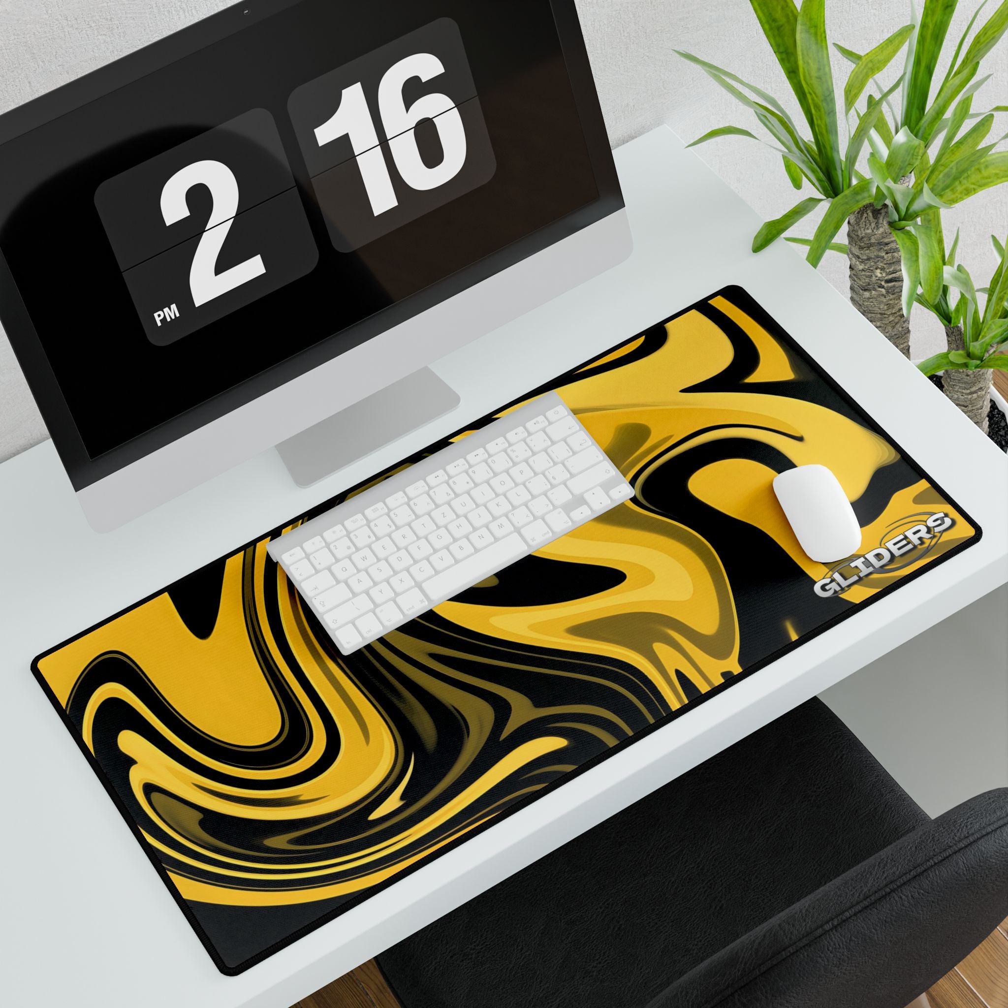 Yellow X Black Swirl Mousepad